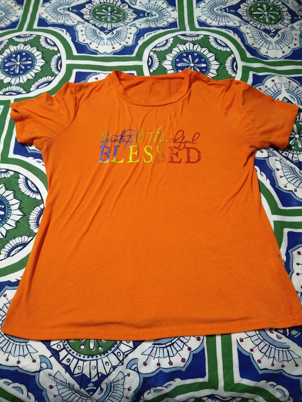 Women's  orange "Grateful Thankful BLESSED" T-shirt